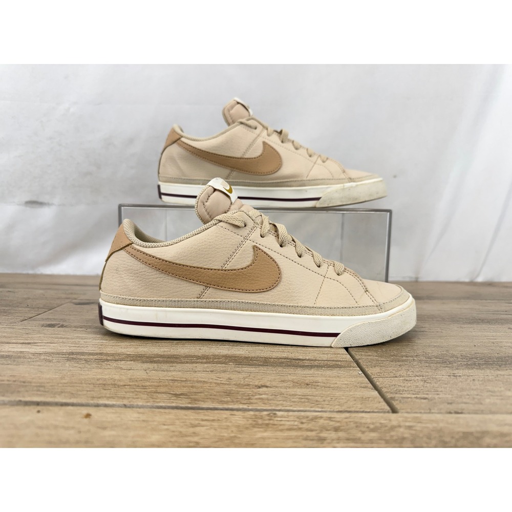 Nike Court Legacy Beige Tan Leather Low‎ Top Sneakers DH3161-107 Womens 9